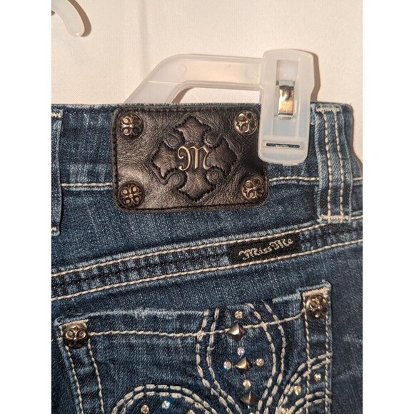 Miss Me Jeans Womens 28 Blue Bootcut Mid Rise Embroidered Denim JP5010B - Picture 8 of 16
